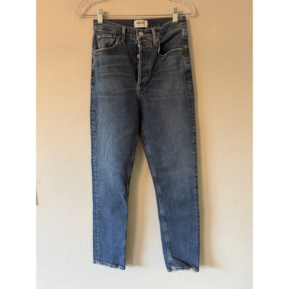 AGOLDE Riley Jeans Women's 24 Blue Straight Leg High Button Fly